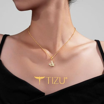 TIZU Initial Necklaces for Women - Dainty 14K Gold Plated Letter Pendant Trendy Personalized Initial A-Z Necklaces Jewelry Gift - color: Gold-A