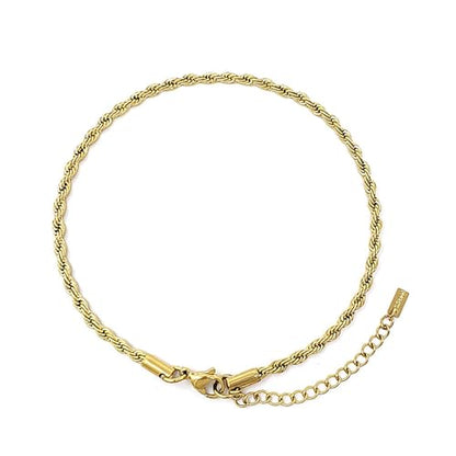 Stainless Steel Chain Ankle Bracelet for Women Adjustable Waterproof Anklet - color: Gold / 3mm Rope