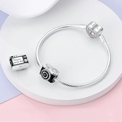 NARMO 925 Sterling Silver Charm Bead for Bracelets Silver Charms for Women - color: Camera