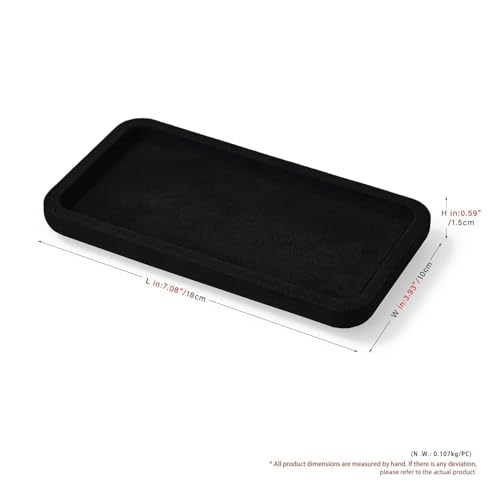 Microfiber Jewelry Trays Stackable Ring Earring Bracelet Necklace Bangle Watch Display Tray Drawer Organizer 7.08 * 3.93 * 0.59inch (Black - color: Black, size: 18*10cm Tray