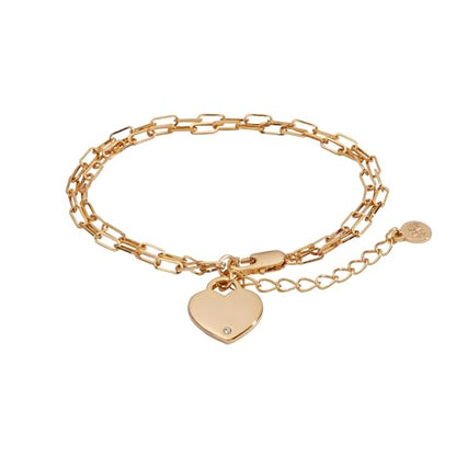 ALEX AND ANI Heart Charm Double Paperclip Chain Braclet - color: Gold