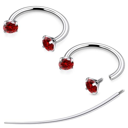 F136 Titanium 20/18/16/14g Horseshoe Nose Septum Lip Ear Rings Piercings 8/10/12mm Cartilage Helix Daith Earrings Jewelry for Women Men - color: Red, size: 20g*5/16in(8mm)