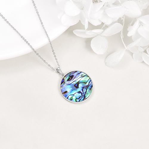 VONALA Artemis's/Poseidon's/Athena's/Weapons Necklace S925 Sterling Silver Plated Abalone Pendant Necklace for Women Men for Women Men - style: Poseidon