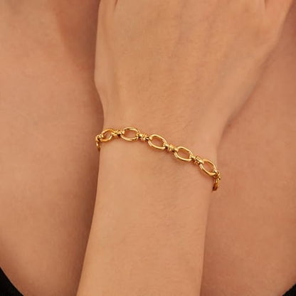 Jude Jewelers Stainless Steel Linked Infinity Charms Chain Style Bracelet - color: Gold