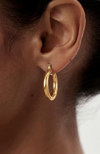 Chunky Gold Hoop Earrings for Women 14k Gold Plated Thick Triple Earrings | Hypoallergenic Trendy Chunky Gold Hoops Earrings,Dainty Jewelry Gifts for Women - style: simple hoop earrings