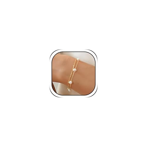 Pearl Bracelets for Women Dainty Gold Pearl Stretch Stackable Bracelet Bridesmaid Wedding Jewelry Gifts Prom Wedding Guest Dress - color: D:Gold Pearl Bracelet