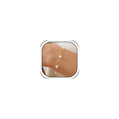 Pearl Bracelets for Women Dainty Gold Pearl Stretch Stackable Bracelet Bridesmaid Wedding Jewelry Gifts Prom Wedding Guest Dress - color: D:Gold Pearl Bracelet