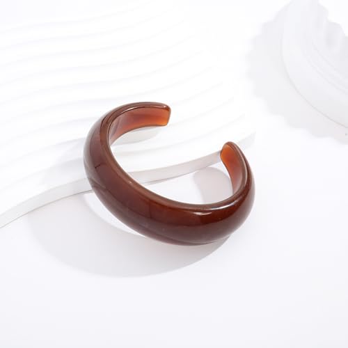 Chunky Acrylic Bangles Bracelets For Women Geometric Acrylic Resin Acetate Mottled Wide Bangle Bracelet Statement Colorful Bangles for Party - color: 02-cuff bracelet
