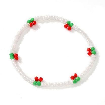 Dainty Gold Plated Tiny Ball Colorful Beaded Stack Bracelets Sets for Women,3Pcs Stackable Cute Bracelet Stretch Trendy Ball Jewelry Friendship Gift - color: red