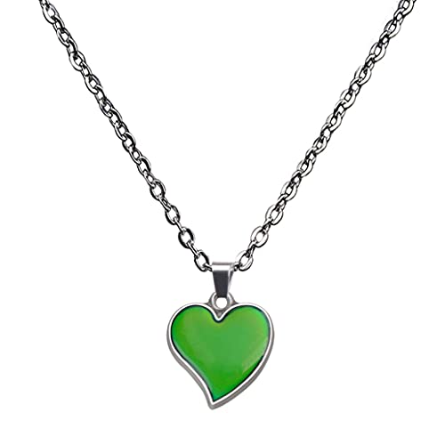 Temperature Sensing Color Changing Pendant Necklace Love Heart Butterfly Turtle Dolphin Moon Star Mood Necklace for Girl Women Gift - color: Love Shape