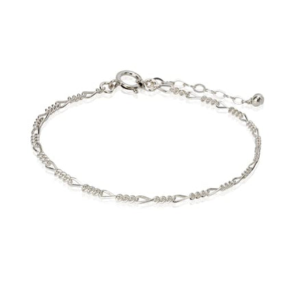 Stacking Bracelet Silver, Minimalist Simple Gourmet Satellite Rectangles Lace Heart Chain Bracelets, 925 Sterling Arm Jewelry for Women, Length 6.5-7.5 Inches - style: Figaro Chain