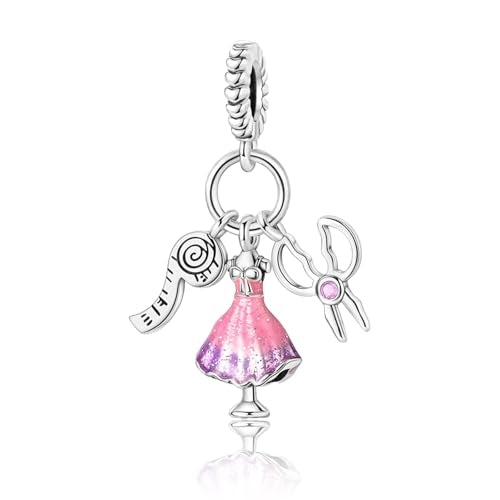 S925 Sterling Silver Cute Bead Charm for Pandora Bracelets and Necklaces | Lucky Clover Cute Animal Pink Bow Cherry Butterfly Pendant Bead Charms Jewelry Making Gifts for Women Valentines Mother's Day - style: Fashion Designer Dangle Charm