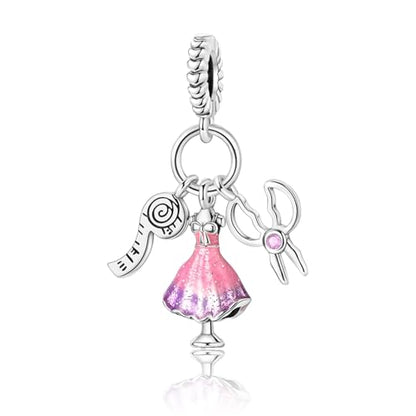 S925 Sterling Silver Cute Bead Charm for Pandora Bracelets and Necklaces | Lucky Clover Cute Animal Pink Bow Cherry Butterfly Pendant Bead Charms Jewelry Making Gifts for Women Valentines Mother's Day - style: Fashion Designer Dangle Charm