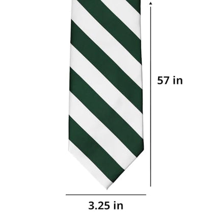 tiemart Men's Striped Tie Standard Length - color: Hunter Green and White