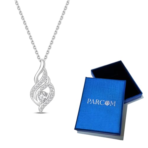 925 Sterling Silver Dainty Necklaces for Women Pendant Jewelry Gift for Her | Hypoallergenic Ocean Animal Love Cherry Blossom Jewelry, Ideal Valentine Birthday Christmas Graduation Gift for Wife Mom - color: Swirl Diamond Accent