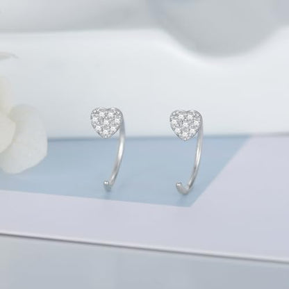 925 Sterling Silver Moissanite Huggie Half Hoop Earrings for Women - style: style 7