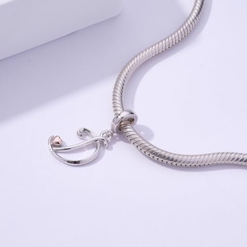 Letter Charms for Pandora Bracelets 925 Sterling Silver Alphabet Initial Charms Bead Jewelry Gift for Women - style: Initial D