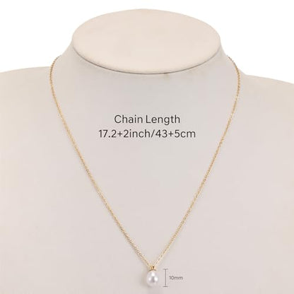 Dainty Pearl Necklace for Women Gold Plated Bridal Wedding Jewelry Trendy Cute Lariat Pearl Pendant Drop Charm Choker Stackable Necklace Gift for Women Mom Sister Daughter - color: A.Pearl Drop