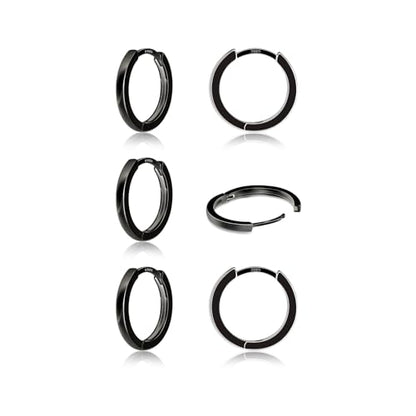 3 Pairs 925 Sterling Silver Small Huggie Hoop Earrings for Women Men | 14K White Gold Plated, Hypoallergenic, Small Silver Hoops - color: I-Black 3Pairs 8mm