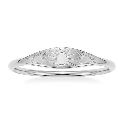Sunshine Engraved Rings for Women Men,18k Gold Plated Stacking Ring | 18k Gold Plated Titanium Stacking Rings,'You Are My Sunshine' Statement Bands - color: Silver Signet-1mm
