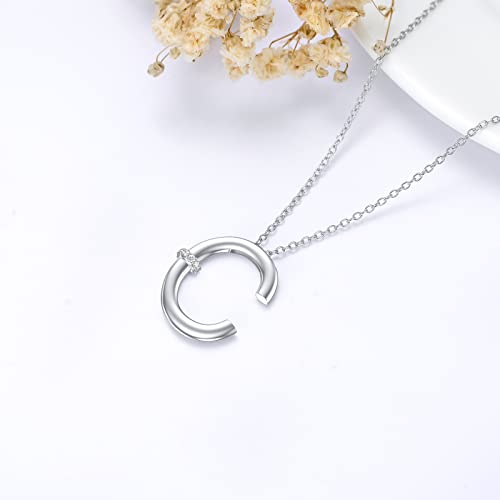 Initial Pendant Necklace 14K White Gold Plated A-Z 26 Letter Alphabet Pendant 925 Sterling Silver Jewelry Gift for Women Girls Teens - style: Alphabet - C