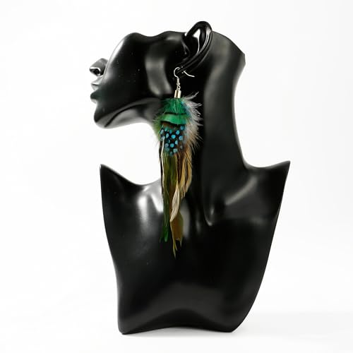 Bohemian Feather Dangle Earrings for Women with Shell Beads Long Tassel Design Drop Earrings - style: Style-Green