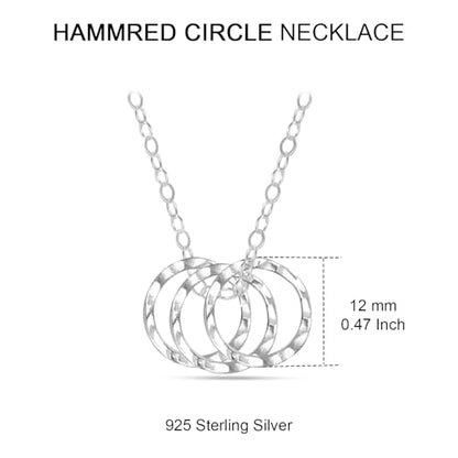 LeCalla 925 Sterling Silver Hammered Necklace for Women | Italian Handmade Hammered Texture Pendant Necklaces | Women's Adjustable Chain Necklace Pendant Jewelry Gift for Her - color: Hammered Circle Pendant-18 Inches