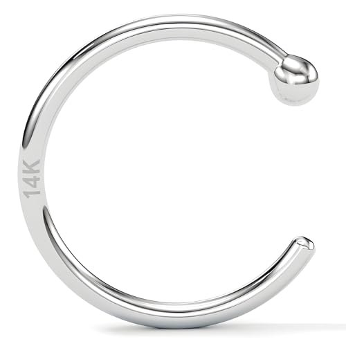 Body Candy 14k Solid Gold Nose Hoop Nose Ring, Real Gold Hypoallergenic Nose Piercing Jewelry - Handmade in USA by Master Jeweler, 20 Gauge 1/4"