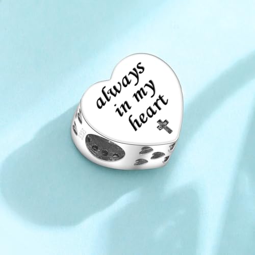 925 Sterling Silver Charms for Bracelets and Necklace Religious Cross Pendants Praying Hands, Bible, Virgin Mary, Jesus, Church Bead Jewelry - color: Heart cross beads
