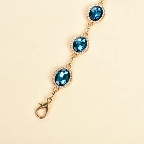 ILuvatar Green Glass Diamond Chain Belt - Metal Women's Western Style Dress Belt - color: F008-ab