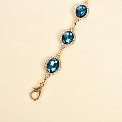 ILuvatar Green Glass Diamond Chain Belt - Metal Women's Western Style Dress Belt - color: F008-ab