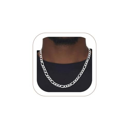 ChainsHouse Stainless Steel Figaro Chain Necklace for Men Women | 4mm/6mm/9mm/13mm Width Figaro Link Chain, 14-30 inch, Black/14K Gold Mens Necklace Chain Waterproof for Daily Wear and Gift - color: a: Figaro A-Steel-9mm, size: 20 inches