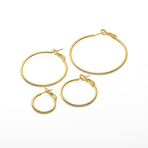 Amazon Essentials Sterling Silver or Gold plated Lightweight Paddle Back Hoop Earrings - color: Yellow Gold, size: 30 mm