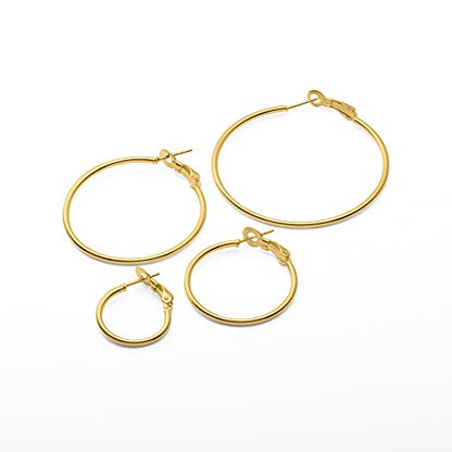 Amazon Essentials Sterling Silver or Gold plated Lightweight Paddle Back Hoop Earrings - color: Yellow Gold, size: 40 mm