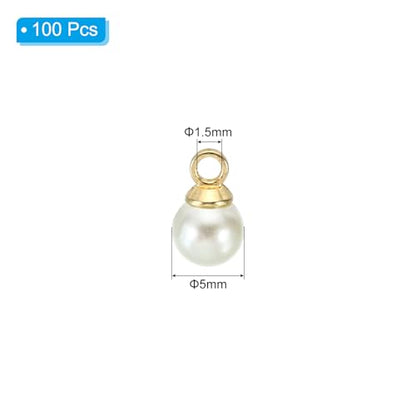 PATIKIL Pearl Charm, 100pcs Pearl Beads Faux Pearl Pendant Charm DIY for Jewelry Making Bracelets Earrings Necklace Crafts - color: Golden Beige, size: 5mm