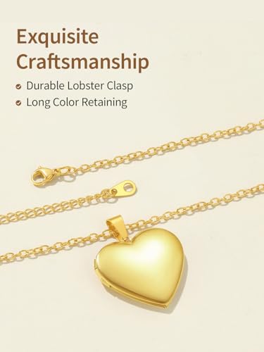 FindChic Locket Necklace for Women Custom Photo Memorial Gifts 4 Colors | Silver/Black/Rose Gold/Gold Plated Personalized for Loved Ones, Birthday Valentine's Day Keepsake - style: 14. No Pattern (DIY)-Gold