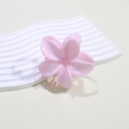2 Pack Flower Hair Claw Clips for Women Hawaiian Plumeria Claw Clip (Solid) | Strong Hold Nonslip Large Hair Clip for Beach Holiday Thick Thin Hair Accessories - color: Solid