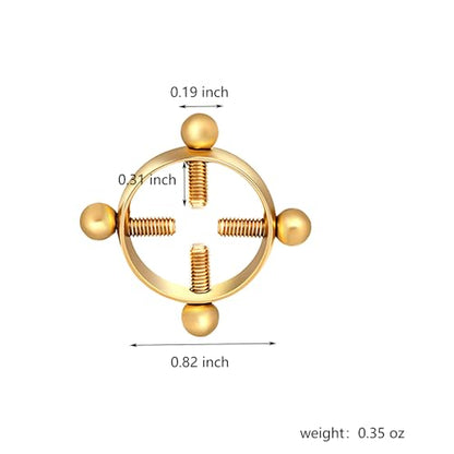 2Pcs Round Non Piercing Nipple Ring Fake Nipple Rings - color: Gold