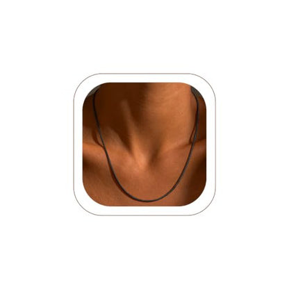 FaithHeart 1/1.2/1.5/2mm Snake Chain Necklace for Women, Silver/Black/14K Gold/Rose Gold Plated Stainless Steel Snake Necklace Smooth Dainty Thin Women's Chains, Length 14-30" with Gift Box - color: Black