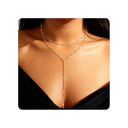 Long necklaces for women, Dainty Statement Pendant, Long Chain Jewelry for Women, Y-Shaped Necklace Simple CZ Necklace Jewelry Gifts - style: Layered Long Necklaces