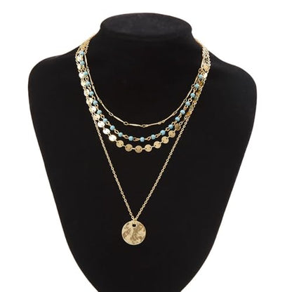 Gold Stack Necklace Chunky Necklaces for Women Trendy Coin Pendant Long Necklaces Western Jewelry for Women Cowgirl Cowboy Chic Country Outfit Boho Accessories Birthday Jewelry Gifts - color: C2