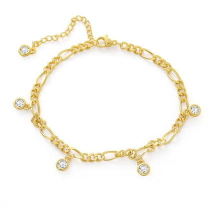 Gold Ankle Bracelets for Women 14k Gold Plated Cuban Link Chain Anklet Set | Stackable, Waterproof, Layered Anklet Bracelets, Non Tarnish, Summer Beach Jewelry - color: Gold A-1Pc