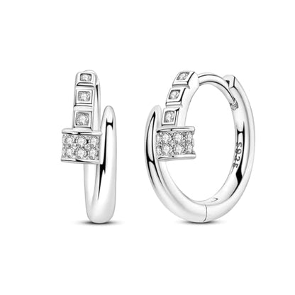 Parmuz 925 Sterling Silver Butterfly Huggies Hoop Earrings for Woman | Gold Plated Cubic Zirconia Star Moon cross Twisted huggie Hoop Post Chunky Small Tiny cuff Snake Heart Earring Gift for Her - color: black silver