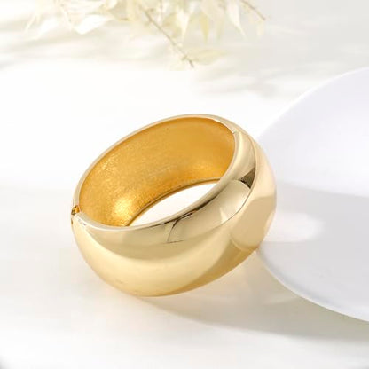 Bangle Bracelets for Women | 14K Gold Plated Trendy Wide Bracelets | Hinged Arm Cuff Bangles Chunky Bracelet for Women - color: Style F-Gold Plated Bangles