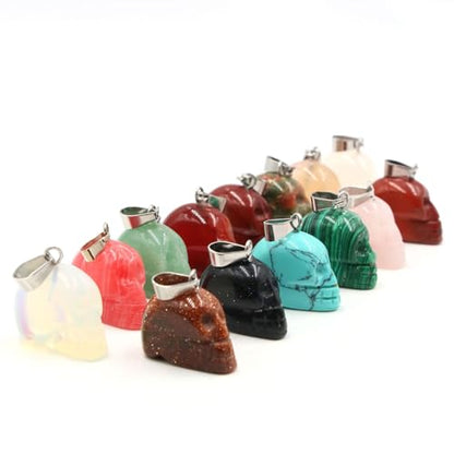 8 Pcs Natural Stone Pendants Healing Crystal Quartz Gemstone Pendants Carved Skull Shape Charms for Jewelry Making Necklace Gift