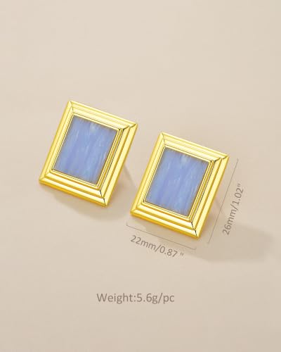 18K Gold Plated Burgundy Maroon Black Large Chunky Thin Ribbed Chamfered Square Geometric Dangle Stud Statement Earrings for Women by SNGIA , Big Tropical Button Bohemian Handmade Trendy Baroque Enamel Vacation Summer Chandelier Drop Jewelry Gifts, Rectan