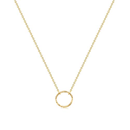 Fettero Pendant Necklace Gold Choker Layered Coin Open Karma Circle Full New Crescent Moon 14K Gold Plated Simple Dainty Necklaces for Women Jewelry Gift - style: Karma Circle Choker