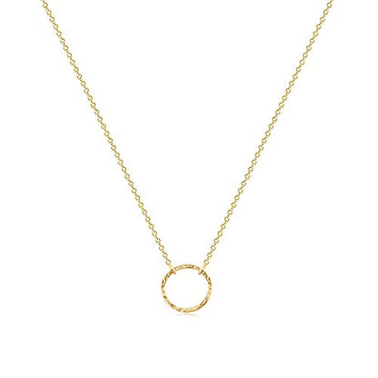 Fettero Pendant Necklace Gold Choker Layered Coin Open Karma Circle Full New Crescent Moon 14K Gold Plated Simple Dainty Necklaces for Women Jewelry Gift - style: Karma Circle Choker