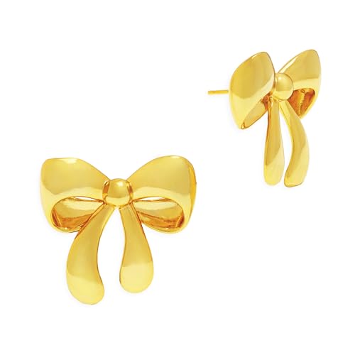 Jean Beau Chunky Gold Stud Earrings for Women Trendy Gold Plated Dangle Drop Prom Birthday Fashion Office Jewelry Gift - color: Gold Bow