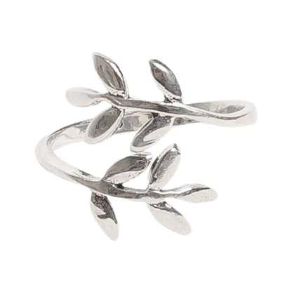 Toe Ring | Leaf Wrap Around .925 Sterling Silver | Adjustable Size Ring For Toe or Mid Finger